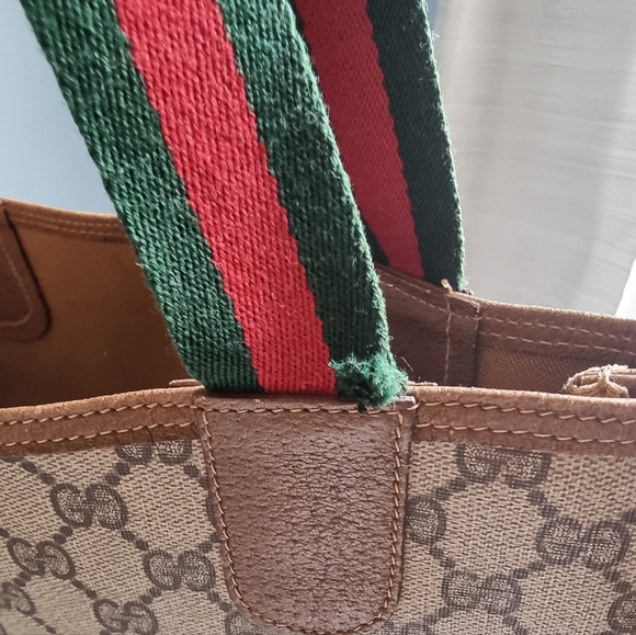 GUCCI WEB TOTE (MINOR HANDLE FRAY & CORNER ABRASION) - Picture 13 of 16